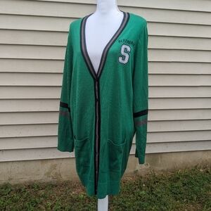 Harry Potter plus size Slytherin cardigan collegiate long style